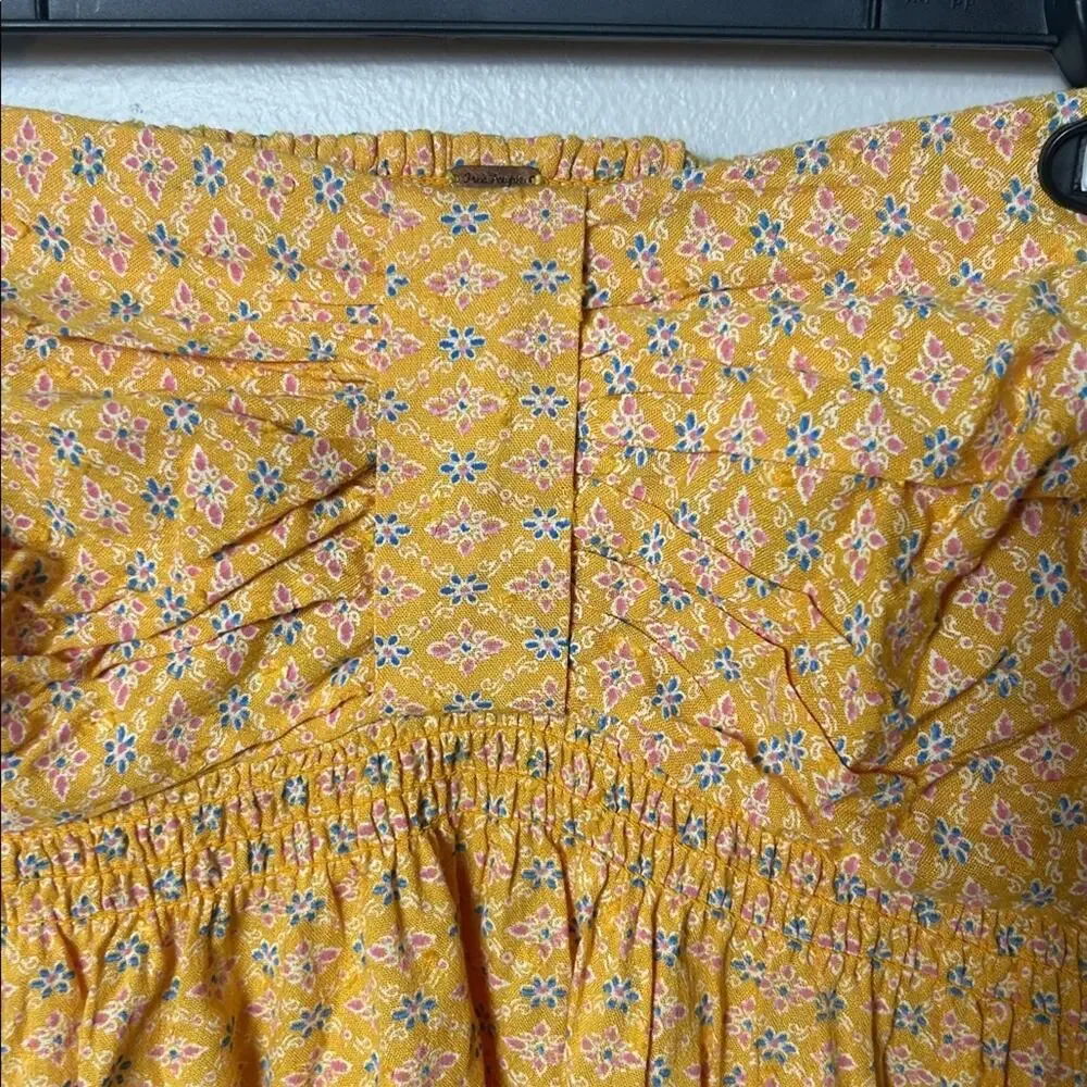 Free People Across the Sea tunic mini dress in yellow NWT